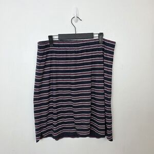 Talbots‎ Navy Red White Striped Elastic Waist Casual Patriotic Mini Skirt Size L